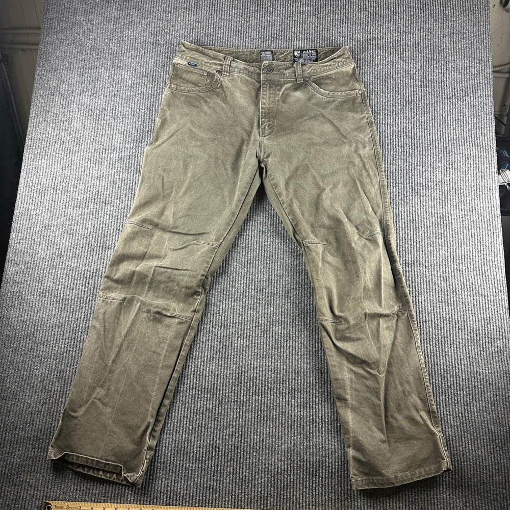 Kuhl Rydr Mens 36x32 Olive Green Vintage Patina Dye Articulated Knee Pants
